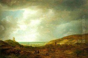 A View Of Scheveningen From The East With Travellers In The Foreground