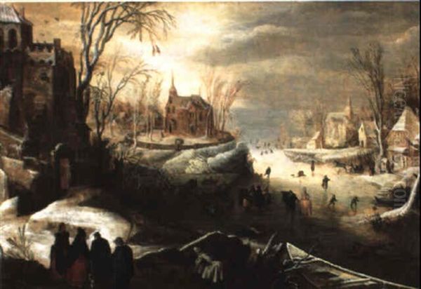Scene De Village En Hiver - view 1