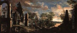 Classical Ruins By A Lake Classical Ruins By A Lake