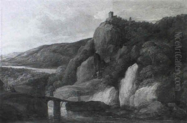 Pilgrims In A Mountainous Landscape - view 1