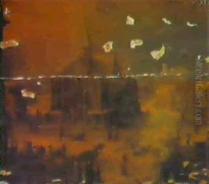 A View Of A Town In Winter by Frans de Momper