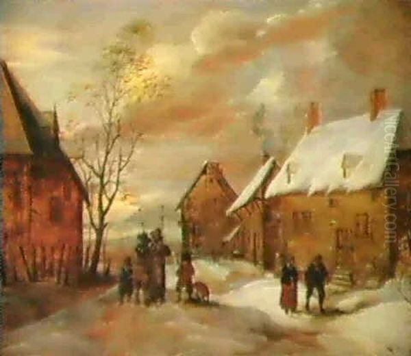 Ein Flamisches Dorf Im Winter Mit Bauern - view 1