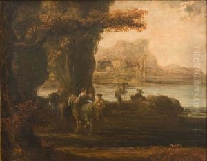 La Halte De Cavaliers Pres D'une Grotte Et D'une Riviere