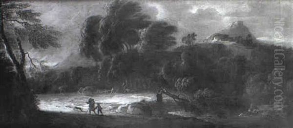 An Italianate Landscape With Peasants On A Path In A Storm - view 1