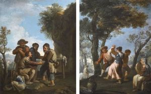 Bergers Jouant A La Morra Bergers Dansant Le Saltarello Bergers Jouant A La Morra Bergers Dansant Le Saltarello