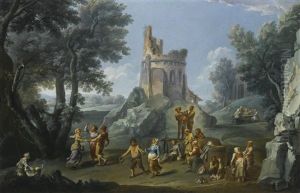 Rome, A View Of The Sedia Del Diavolo With Peasants Making Merry Rome, A View Of The Sedia Del Diavolo With Peasants Making Merry