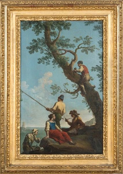 Marine Avec Pecheur & Paysage De Ruine Avec Un Patre Amenant Un Chevreau (2 Works) - view 1