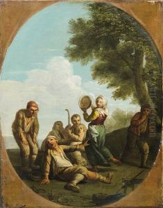 Figures Dancing And Merrymaking (+ Figures Drinking Before A Country Inn; Pair)