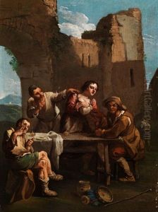 Szene In Einer Italienischen Ruinen-taverne Szene In Einer Italienischen Ruinen-taverne