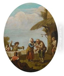 Figures Dancing And Merrymaking (+ Figures Drinking Before A Country Inn; Pair)
