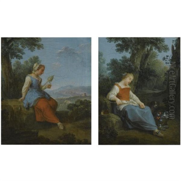 A Spinner At Rest (+ A Shepherdess At Rest, Smllr; Pair) - view 1