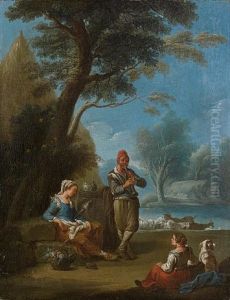 An Italianate Landscape With Peasants Making Music An Italianate Landscape With Peasants Making Music