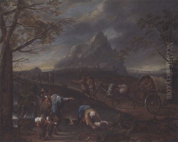 A Mountainous Landscape With Peasants Travelling On A Path - view 1