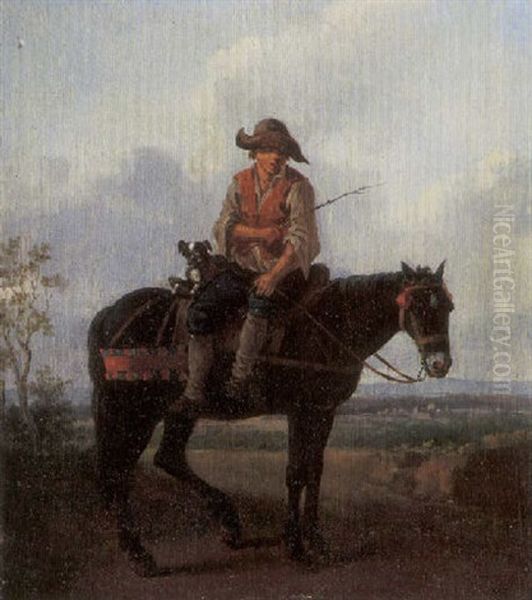A Peasant And His Dog On A Horse In A Landscape - view 1