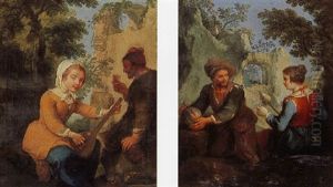 A Peasant Girl Playing A Lute by Paolo Monaldi
