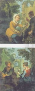 A Peasant Girl Playing A Lute by Paolo Monaldi