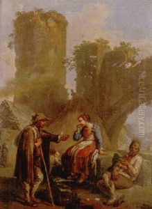 Peasants Conversing Before A Ruined Arch Peasants Conversing Before A Ruined Arch