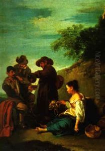 A Wine Seller With A Shepherdess Resting A Wine Seller With A Shepherdess Resting