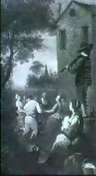 Peasants Dancing Outside A Tavern - view 1