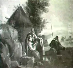Rastende Bauern In Einer Landschaft by Paolo Monaldi