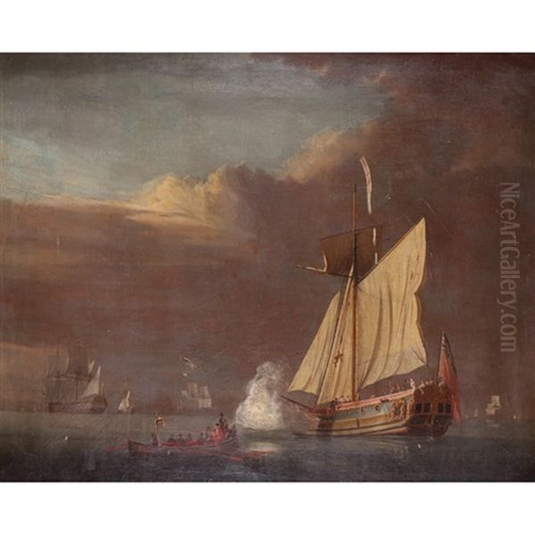 Frigate Saluting The Approach Of The Captain With Other Vessels Beyond - view 1