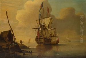 The ~royal Sovereign~ Drying Her Sails And Attended By An Admiralty Yacht
