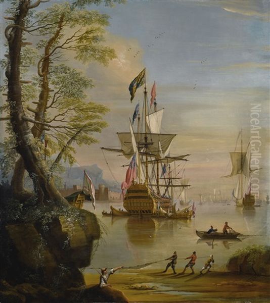 Ships In A Calm Near A Fort - view 1