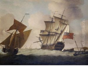A Third Rate Of 74-guns Running Down The Coast, Probably Nearing The Nore, To Join The Squadron Ahead Of Her by Peter Monamy