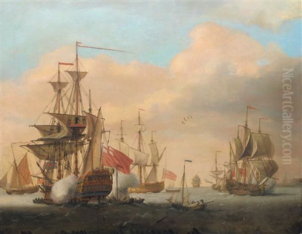 Seascape With Shipping In A Naval Battle - view 1