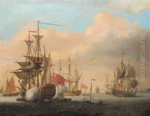 Seascape With Shipping In A Naval Battle