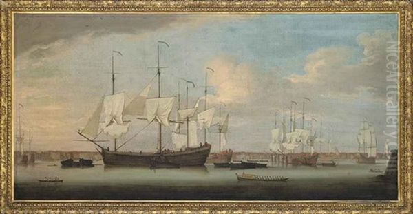 Merchantmen At Work, And Others Laid Up, In The Thames, Off Deptford - view 1