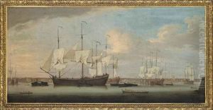 Merchantmen At Work, And Others Laid Up, In The Thames, Off Deptford