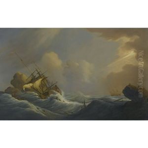 A Shipwreck In Heavy Storms, Another Ship In The Distance by Peter Monamy