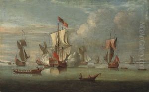 The Royal Yacht Peregrine Arriving In The Thames by Peter Monamy