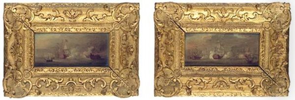 An Engagement During The Anglo-dutch Wars (+ Another Similar; Pair) - view 1