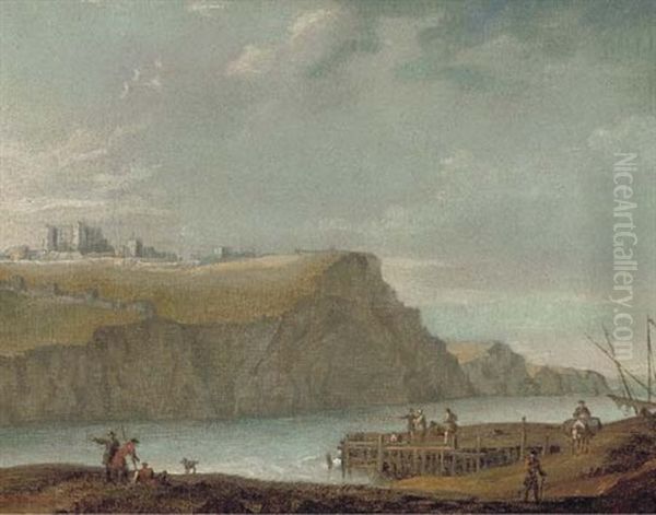 A Capriccio: Figures On The Quayside Below The Castle At Dover - view 1