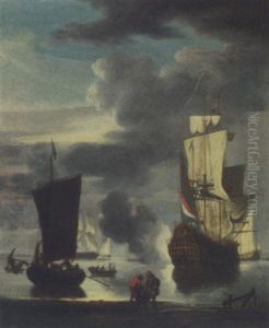 A Dutch Man-o'war Signaling Its Departure From The Anchorage by Peter Monamy