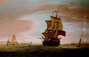 A Large First Rate Off A Coastline by Peter Monamy
