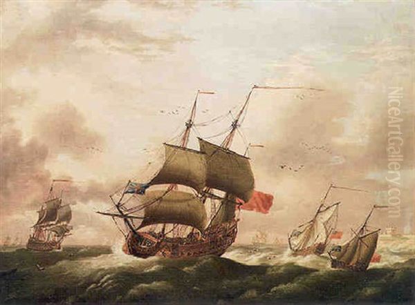 Vessels Of The Red Squadron Off A Fort - view 1