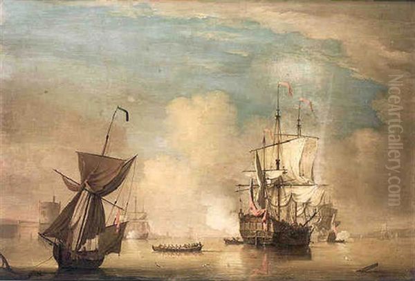 A Squadron Of The Red Lying In The Tagus Off The Belem Tower, Lisbon - view 1