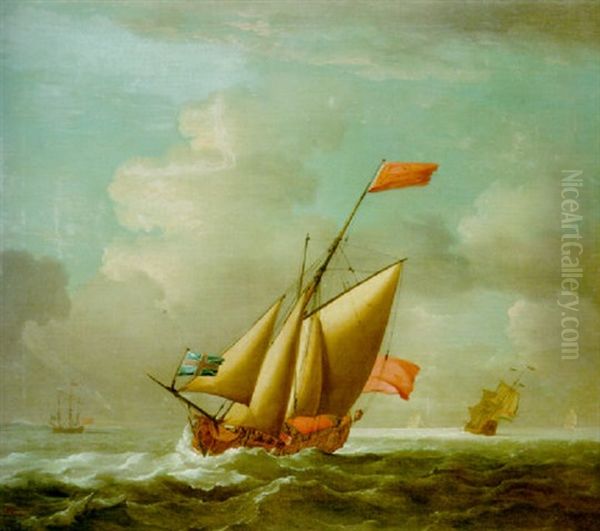 A Board Of Admiralty Yacht In Choppy Waters Off The South Downs - view 1