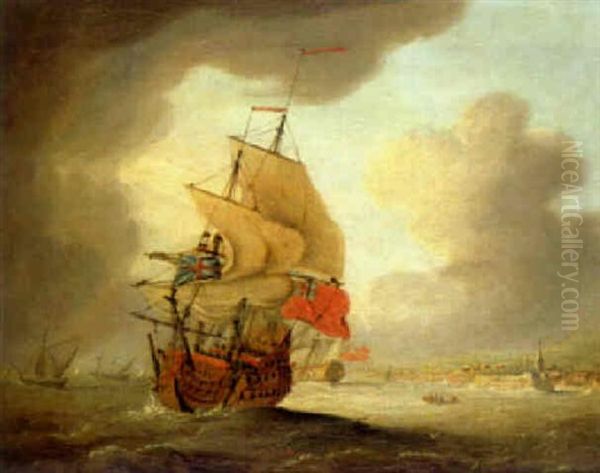 Men-o'-war In A Fresh Breeze Off A Harbour Entrance - view 1