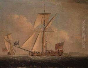 An English Cutter-rigged Yacht In Two Positions by Peter Monamy