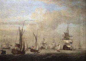 The Fleet At The Nore Preparing To Sail, C.1730 by Peter Monamy