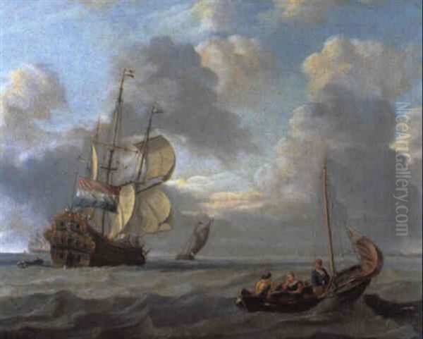 A Dutch Man-o'-war With A Fishing Boat In The Foreground - view 1