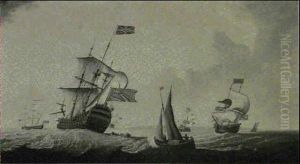 An 84 Gun Ship Of The Line With Other Shipping