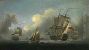 Men Of War, A Royal Yacht And A Cutter In The Nore by Peter Monamy