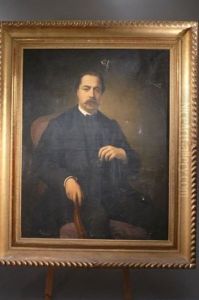 Portrait D'homme A La Redingote Noir Et Au Gilet Rouge
