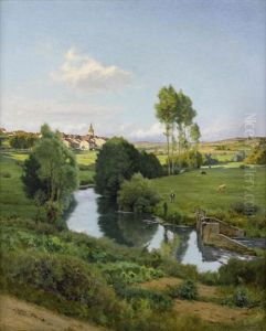 La Saone Au Bas De Lironcourt, Vosges by Jean Ferdinand Monchablon