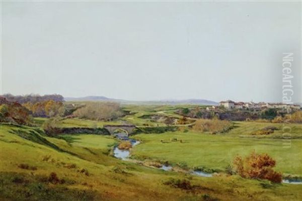 Weite Weidenlandschaft Mit Einem Kleinen Dorf - view 1